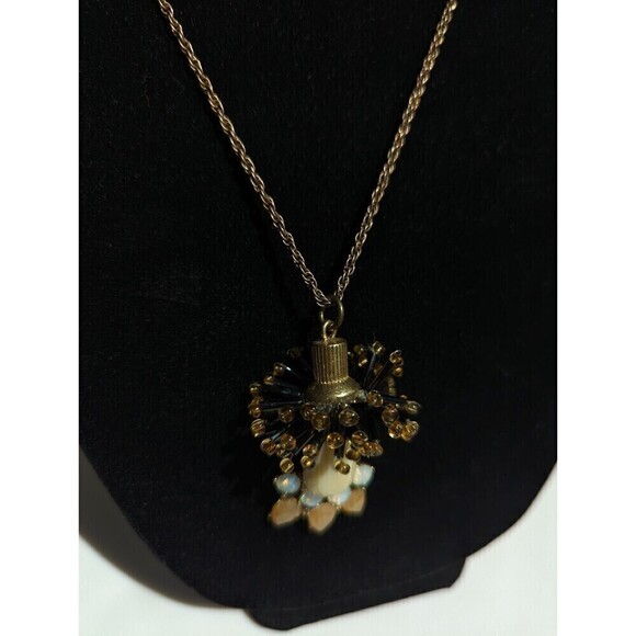 J Crew Vintage Beaded Flower Burst Gold Tone Necklace - Picture 5 of 6